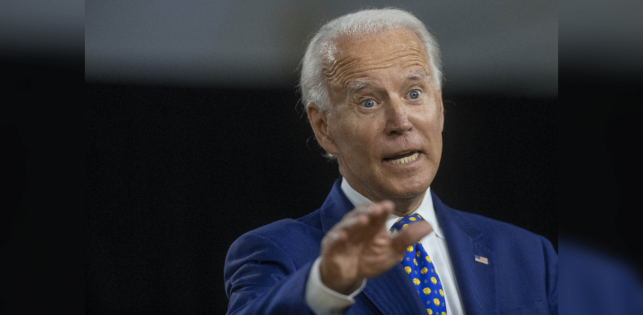 Presumptive Democratic presidential nominee former Vice President Joe Biden delivers a speech at the William Hicks Anderson Community Center. Credit: AFP Photo