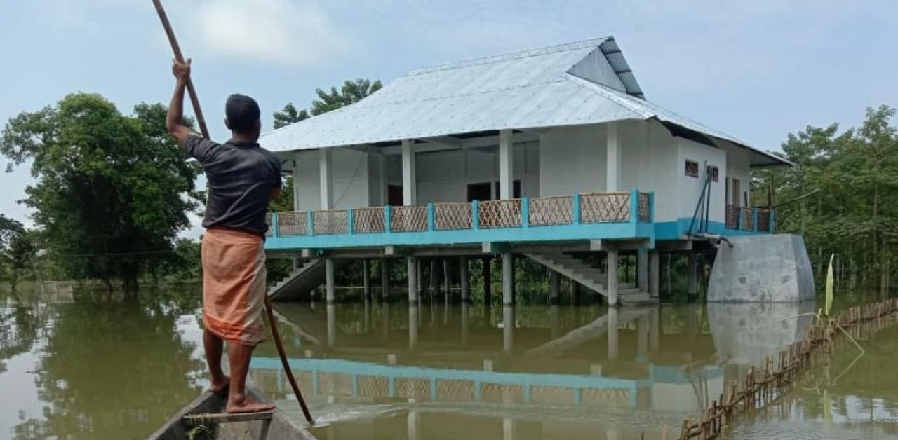 A flood resistant village in Lakhimpur district in Assam. (Credit: Indo Global Social Service Society)
