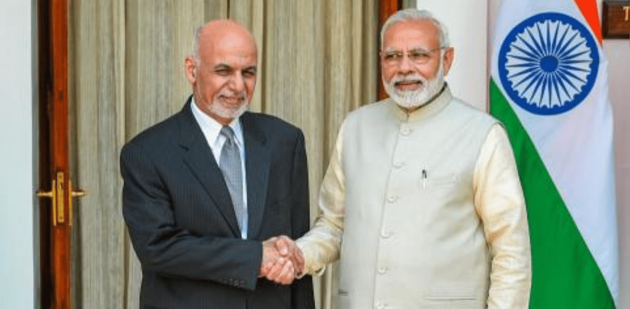 Prime Minister Narendra Modi (R) and Afghanistan President Ashraf Ghani. Credit: PTI Photo