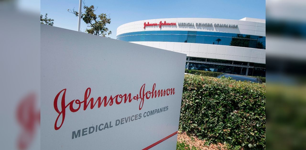 The Johnson & Johnson logo is seen above an entrance to a building at their campus in Irvine, California. Credit: AFP Photo
