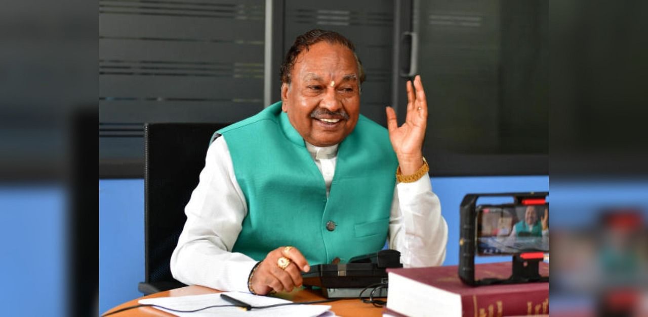 District Incharge Minister K S Eshwarappa. Credit: DH Photo