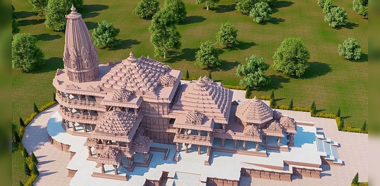 A model of Ram Temple to be constructed in Ayodhya. Credit: PTI Photo