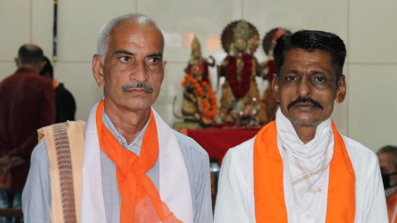 Janak Panchal (left) and Shailesh Jadhav at VHP office in Ahmedabad. Both lost their relatives in Sabarmati Express carnage case in 2002: Photo Credit: Satish Jha
