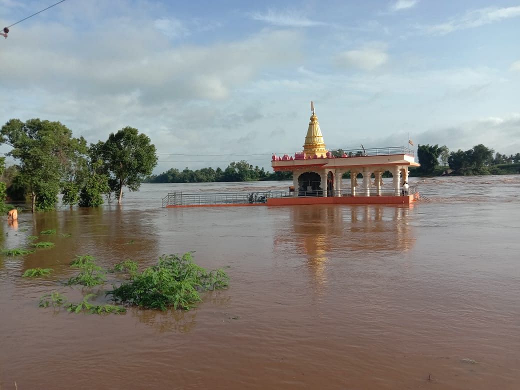 Datta temple on the banks of river Krishna at Kallol in Chikkodi taluk in Belagavi district has submerged in waters with inflow increasing on Thursday.