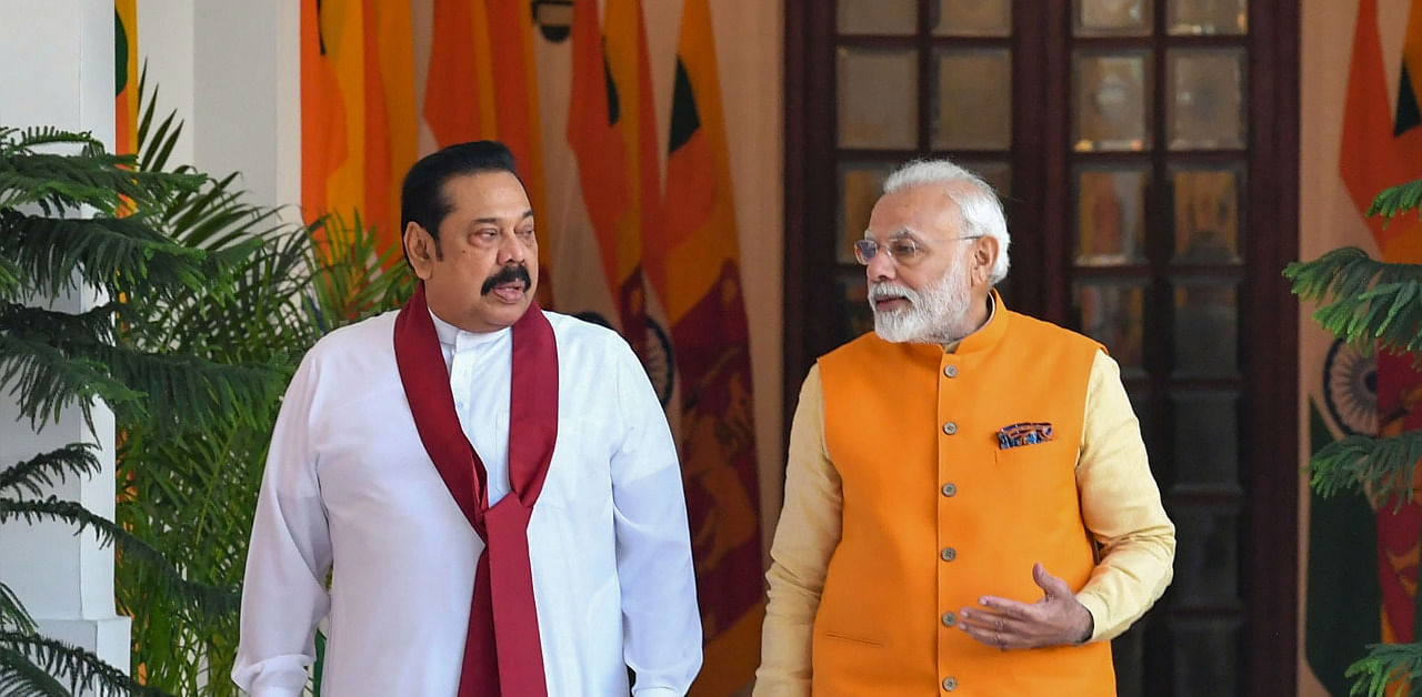 Sri Lanka Prime Minister Mahinda Rajapaksa and Indian PM Narendra Modi. Credit: PTI File Photo