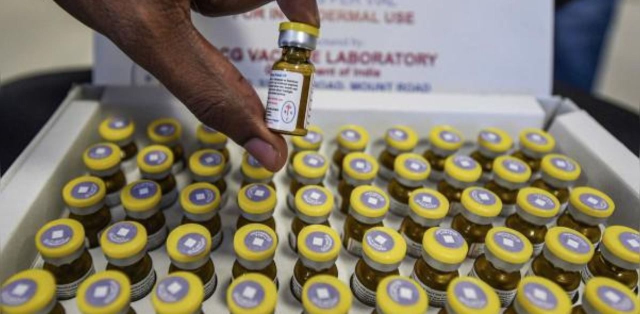 A worker arranges BCG vaccine in a box. Credit: PTI Photo