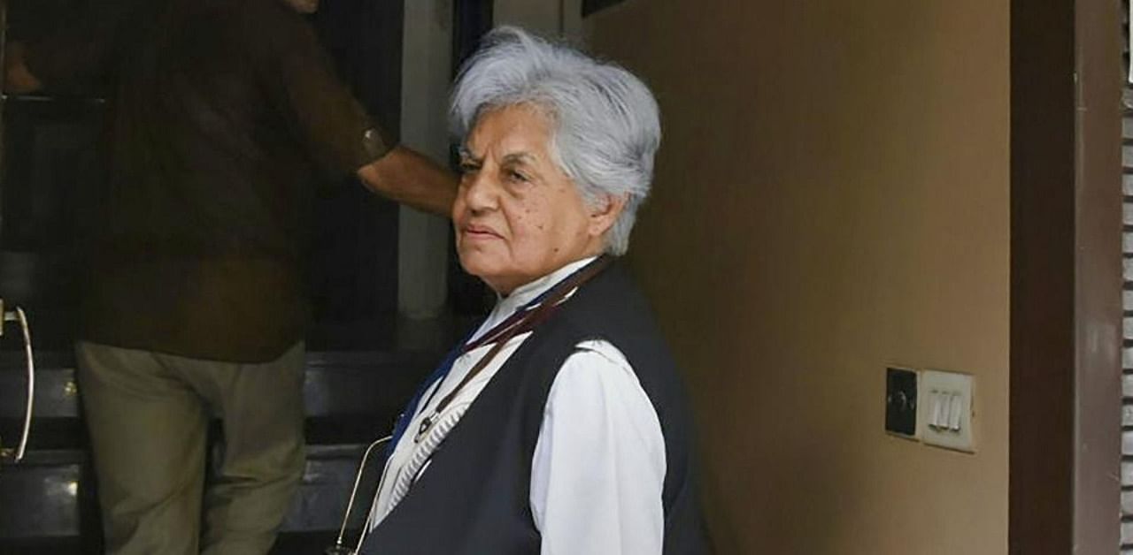 Supreme Court lawyer Indra Jaising at her residence. (PTI)