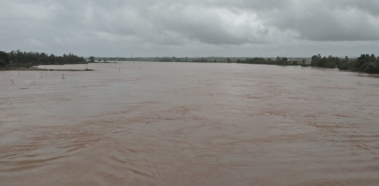 River Krishna in spate near Manjri village in Chikkodi taluk in Belagavi district. Credit: DH