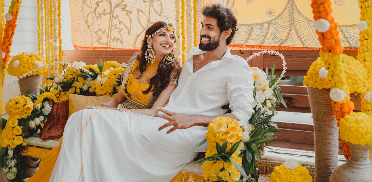 The duo, who had three-day nuptials starting from haldi and mehendi ceremony, tied the knot on Saturday in the presence of family and close friends. Credit: Rana Daggubati Twitter