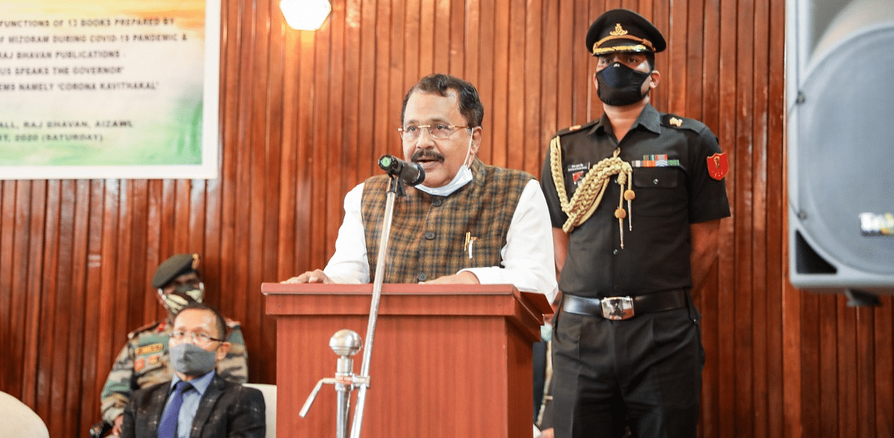 Mizoram Govenor PS Sreedharan Pillai at the books release function at Raj Bhavan, Aizawl on Saturday.  Credit: DH