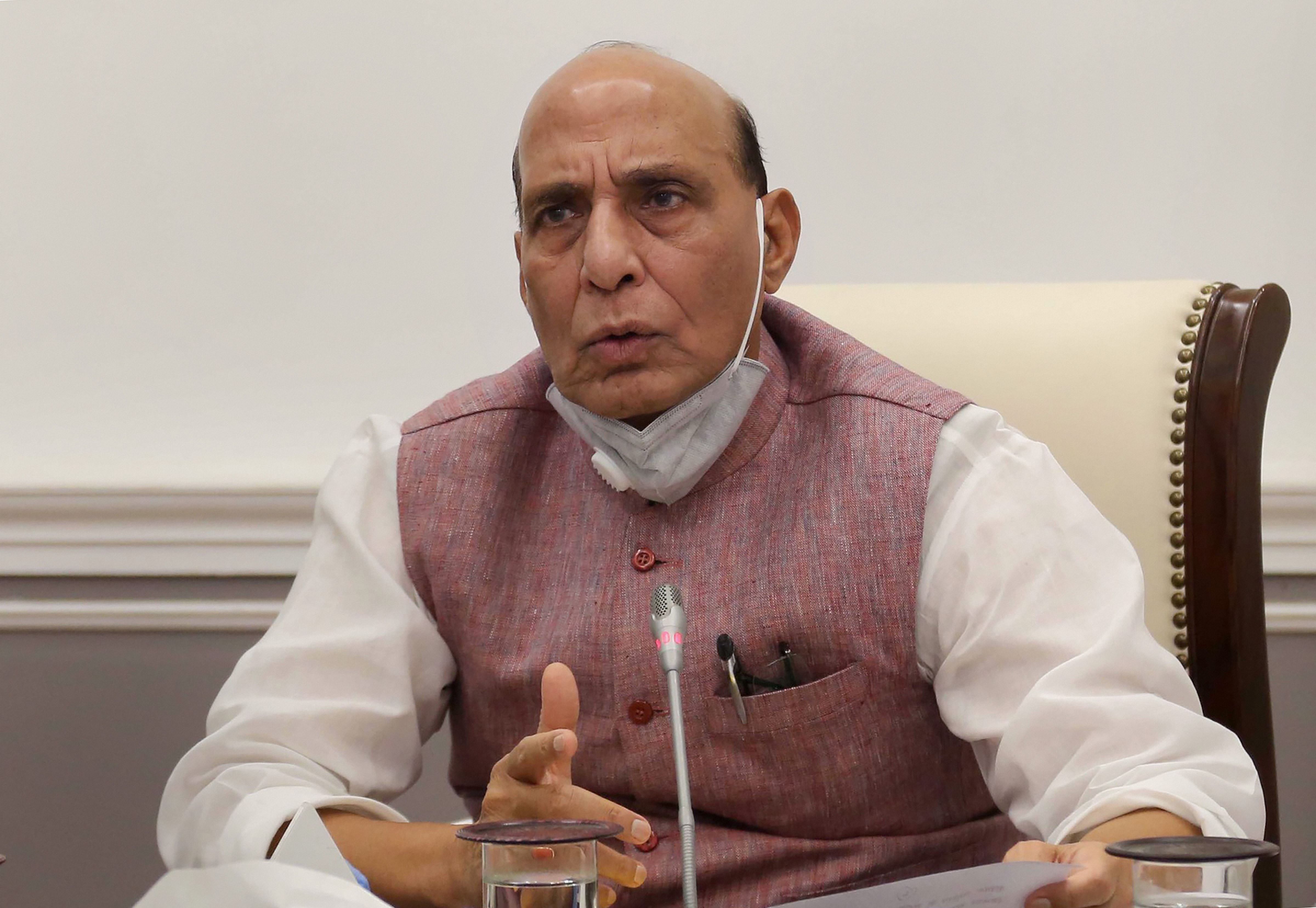 Union Defence Minister Rajnath Singh digitally inaugurated two new projects at Garden Reach Shipbuilders and Engineers (GRSE) in Kolkata. Credit: PTI File Photo