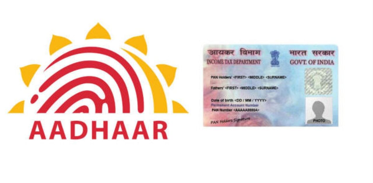 Aadhar Card and PAN card. Representative Photo. Credit: DH File Photo