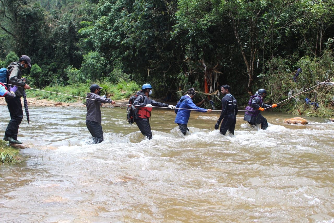 At present, the rescue workers are carrying out searches in the nearby river. Credit: DH Photo