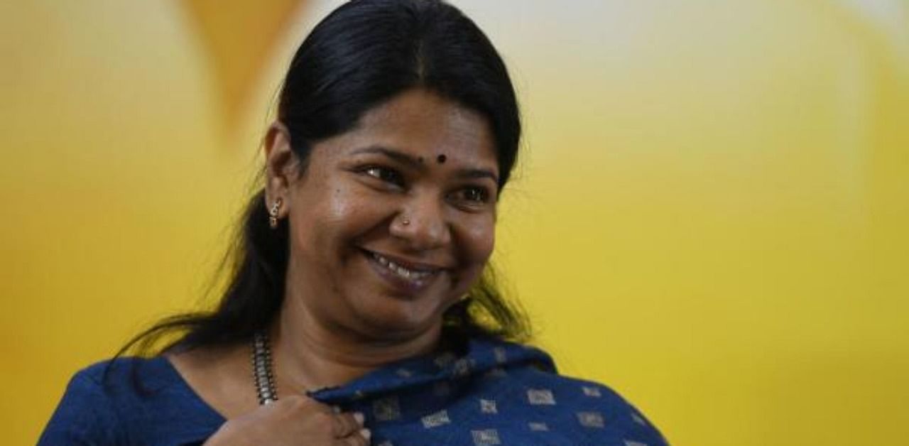 DMK MP M. Kanimozhi, the daughter of DMK party patriarch and former Tamil Nadu chief minister K Karunanidhi. Credit: PTI Photo