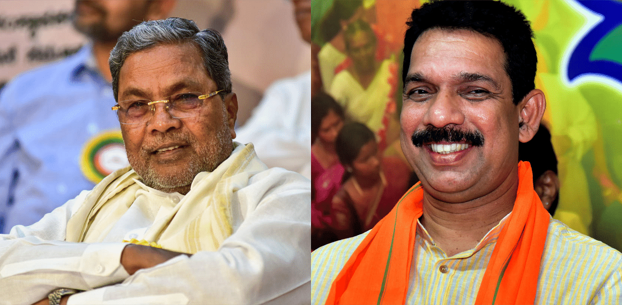 Leader of the Opposition Siddaramaiah (L) and BJP state president Nalin Kumar Kateel (R). Credit: DH