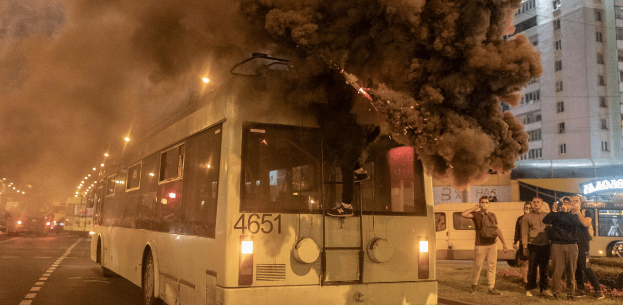 The riot police have arrested thousands in street clashes across the country after long-serving leader Alexander Lukashenko claimed a landslide victory in Sunday polls. Credit: Reuters Photo