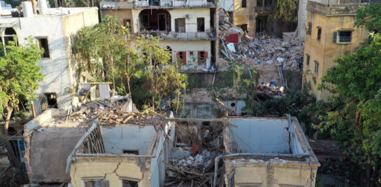 Damaged buildings in the aftermath of a massive explosion in Beirut's port area, Lebanon. Credit: Reuters