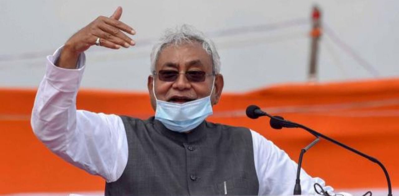 Bihar Chief Minister Nitish Kumar speaks during the 74th Independence Day celebrations, at Gandhi Maidan in Patna. Credit: PTI