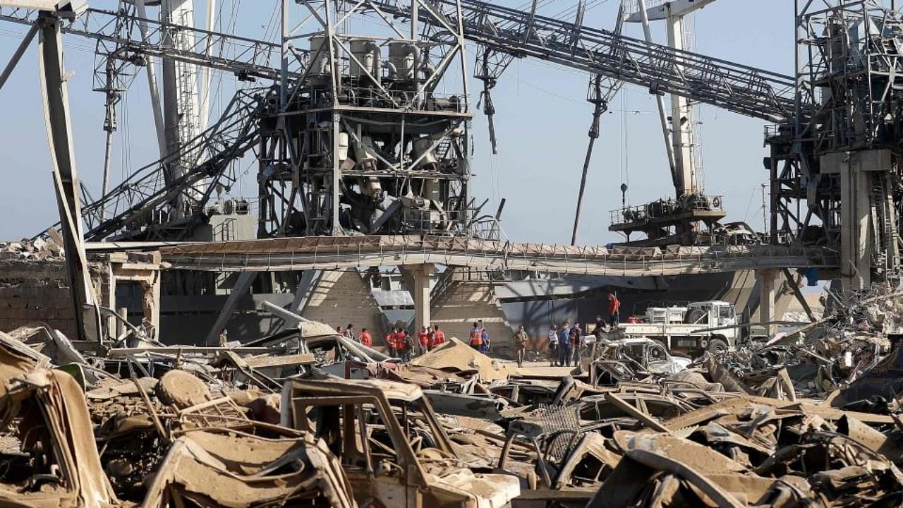 A view of the Beirut port after the explosion. Credit: AFP