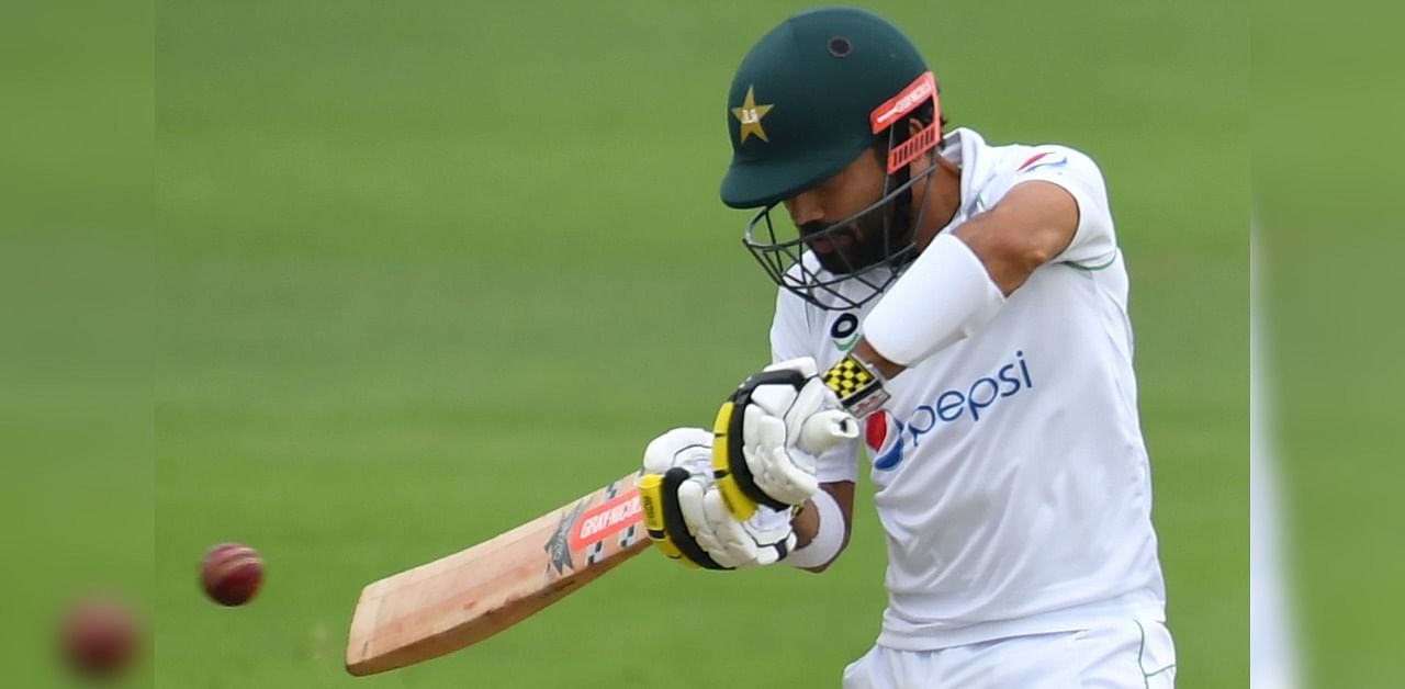 Pakistan's Mohammad Rizwan his a boundary during play on the fourth day of the second Test cricket match between England and Pakistan at the Ageas Bowl in Southampton, southwest England on August 16, 2020. Credit: AFP