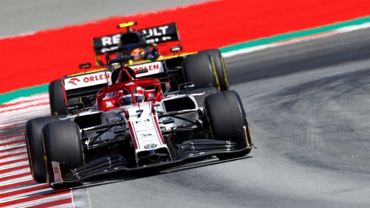 Alfa Romeo's Finnish driver Kimi Raikkonen drives at the Circuit de Catalunya in Montmelo near Barcelona on August 16, 2020, during the Spanish Formula One Grand Prix. Credit: AFP