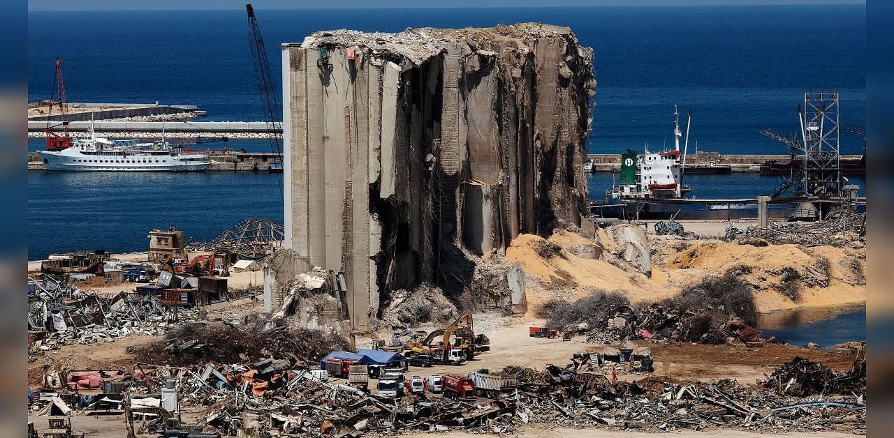 The damaged port area in the aftermath of a massive explosion in Beirut. Credits: Reuters