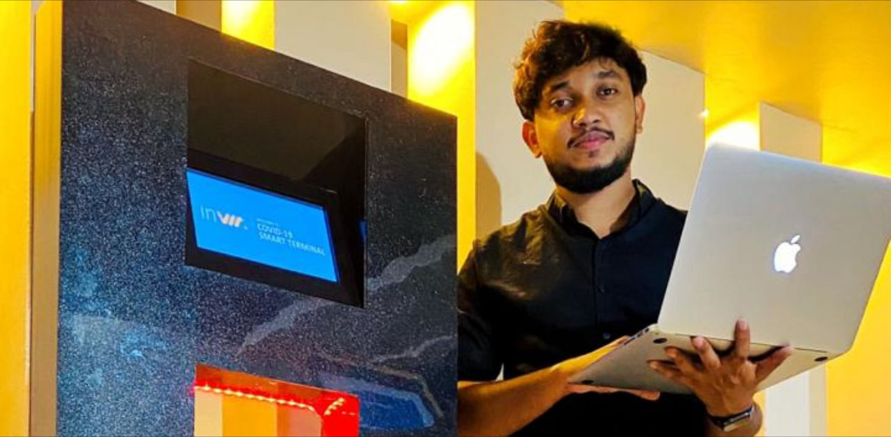 Mohammed Sehil came up with a device to prevent social expansion of Covid-19. Credit: DH