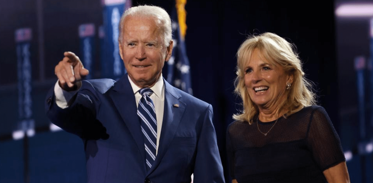 Democratic presidential nominee Joe Biden and his wife Dr Jill Biden. Credit: AFP Photo