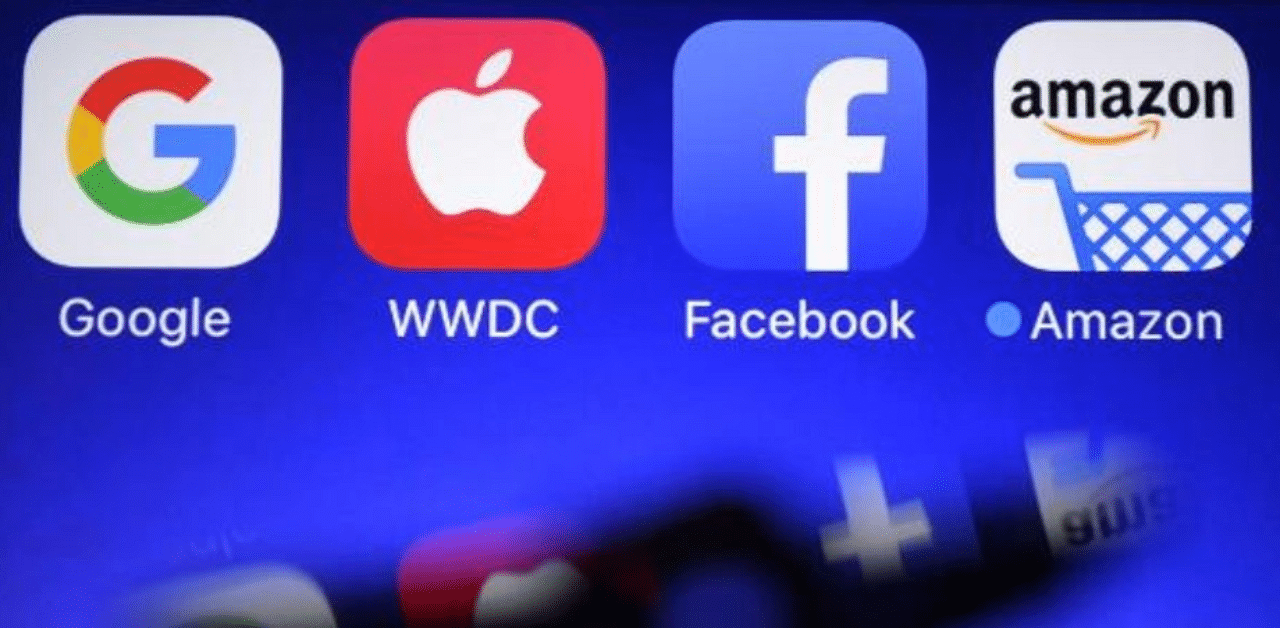 Logos of United States' big tech firms Apple Inc, Amazon.com Inc , Alphabet Inc and Facebook Inc. Credit: AFP Photo