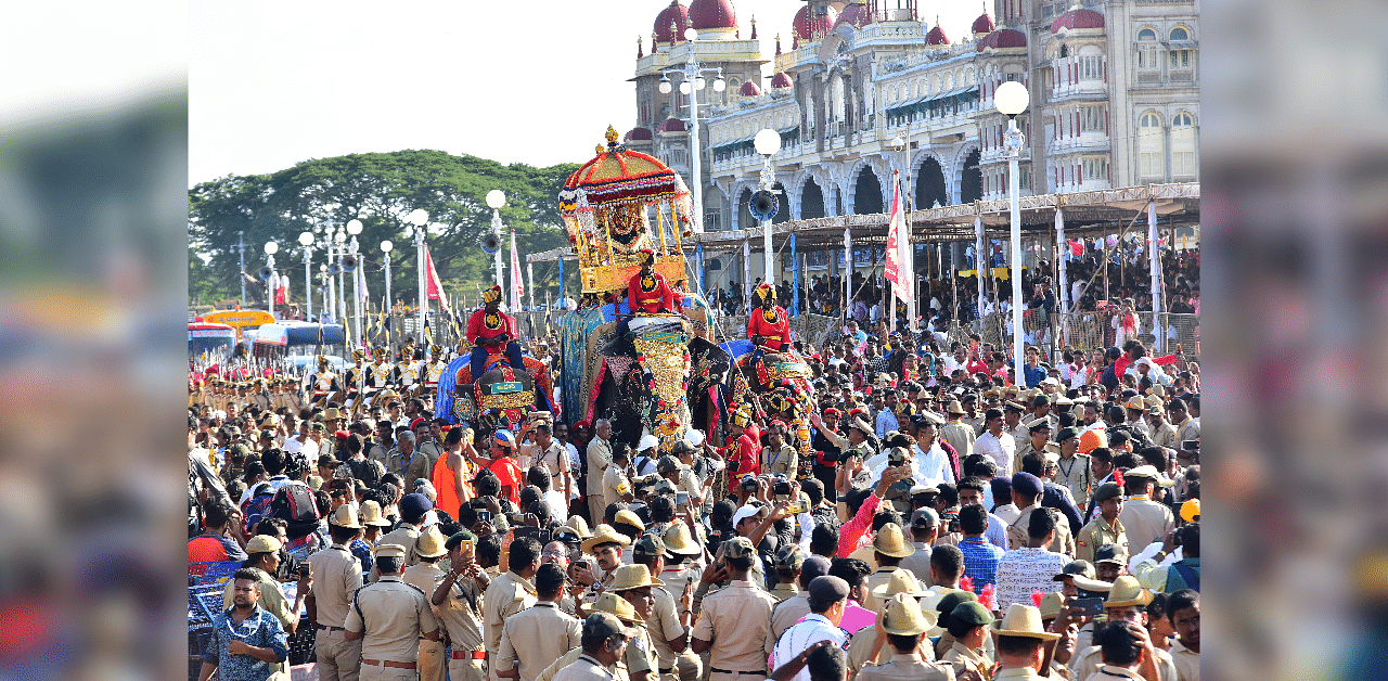  Jamboo Savari on Vijayadashami day, held as part of Dasara, in Mysuru, on October 8, in 2019. CredIt: DH File Photo/Anup R Thippeswamy