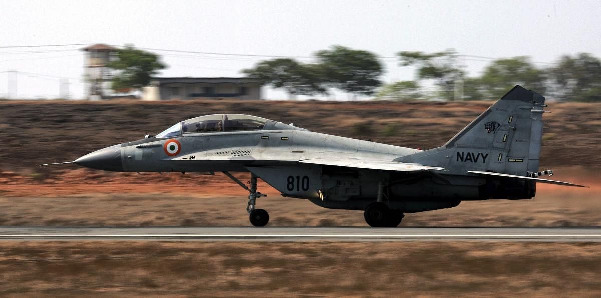 In this May 11, 2013 file photo, the newly commissioned MiG-29 K fighter plane at the Naval Base INS Hansa in Goa. 