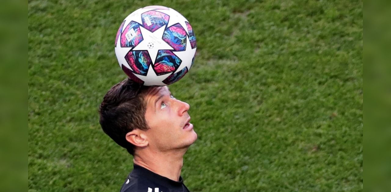 Bayern Munich's Robert Lewandowski during training. Credit: Reuters Photo