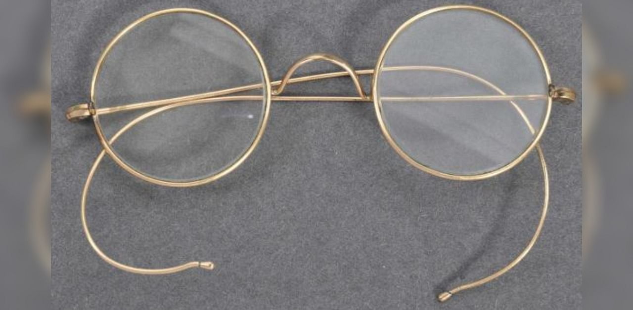 A pair of glasses that once belonged to Indian independence icon Mohandas Karamchand Gandhi. Credit: AFP