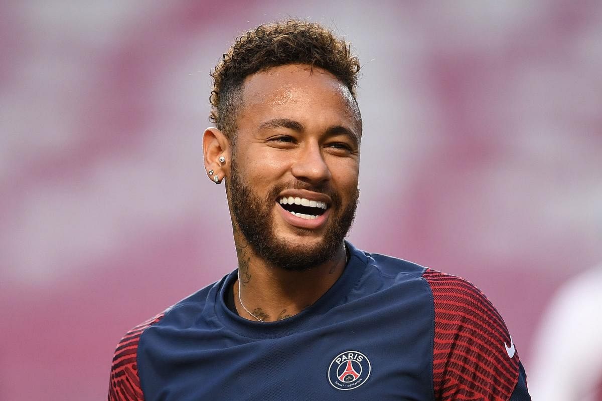 Paris Saint-Germain's forward Neymar during a training session at the Luz stadium in Lisbon on the eve of their UEFA Champions League final against Bayern Munich. AFP 