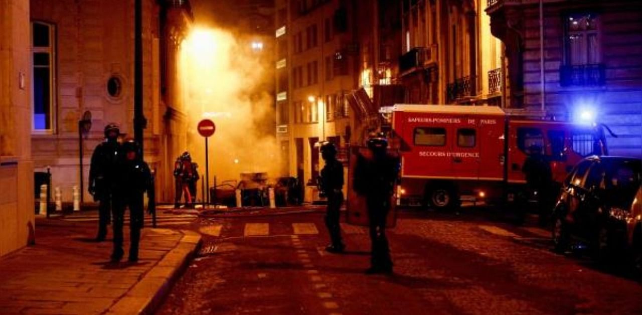 Police on the Champs-Elysees after the match, as play resumes behind closed doors following the outbreak of the coronavirus disease. Credit: Reuters