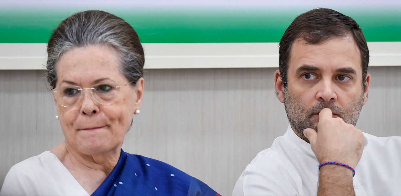 Congress interim chief Sonia Gandhi with son Rahul Gandhi. Credit: PTI File Photo