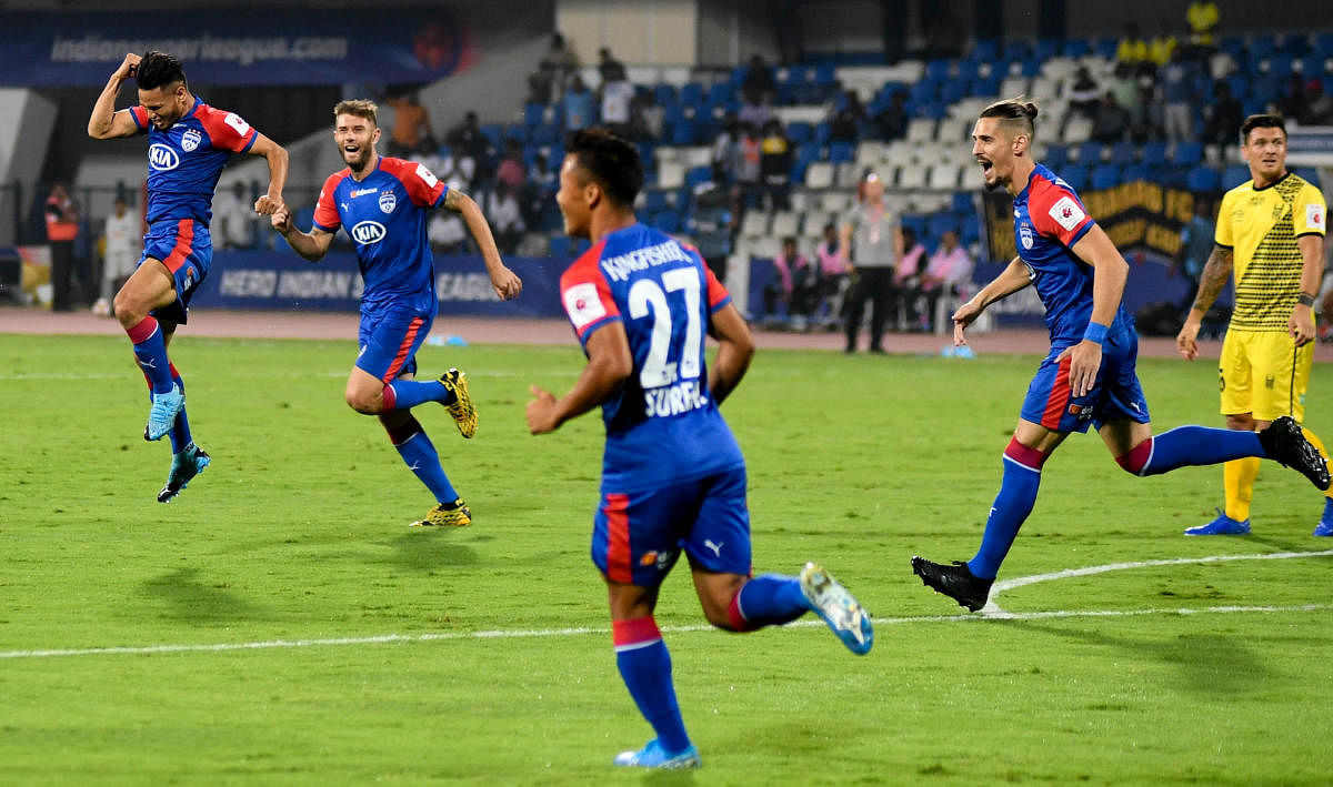 Bengaluru FC players and coach Carles Cuadrat have put in hours of work both on and off the field to improve their scoring off set-pieces. DH Photo/ B H Shivakumar