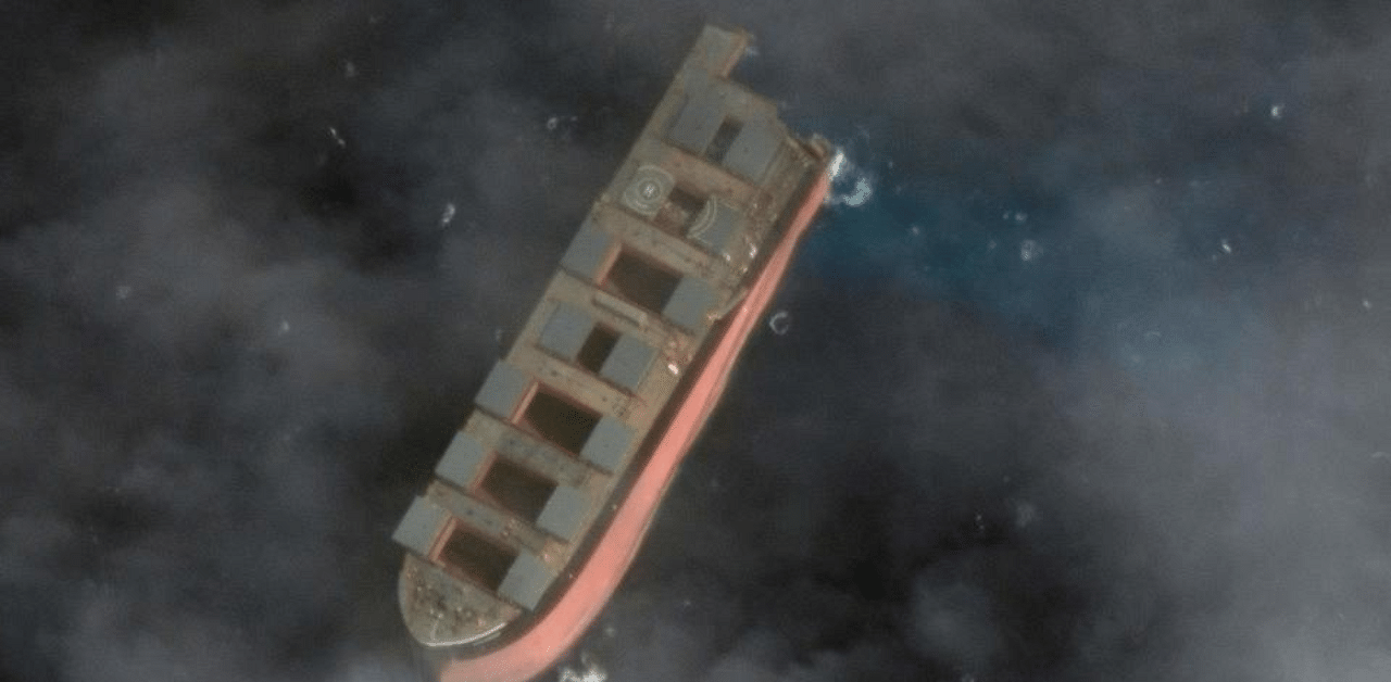 A close-up view of the forward section of the MV Wahashio shipwreck. Credit: AFP