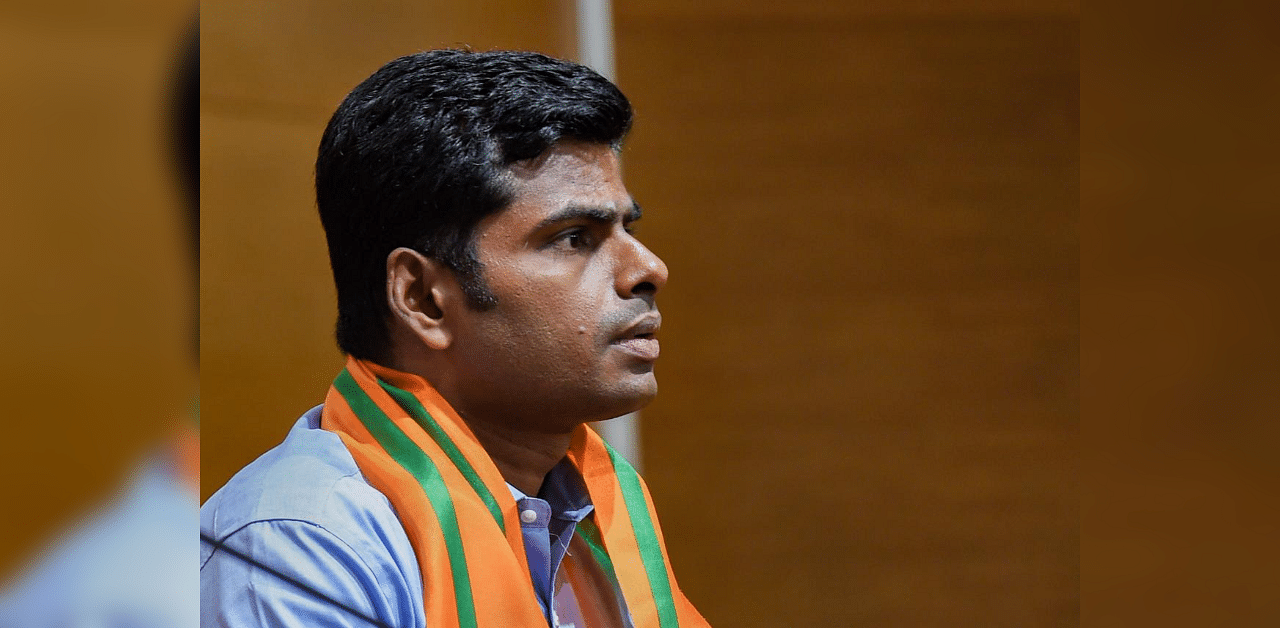 Former IPS Officer K Annamalai joins BJP in New Delhi, Tuesday, Aug 25, 2020. Credit: PTI Photo