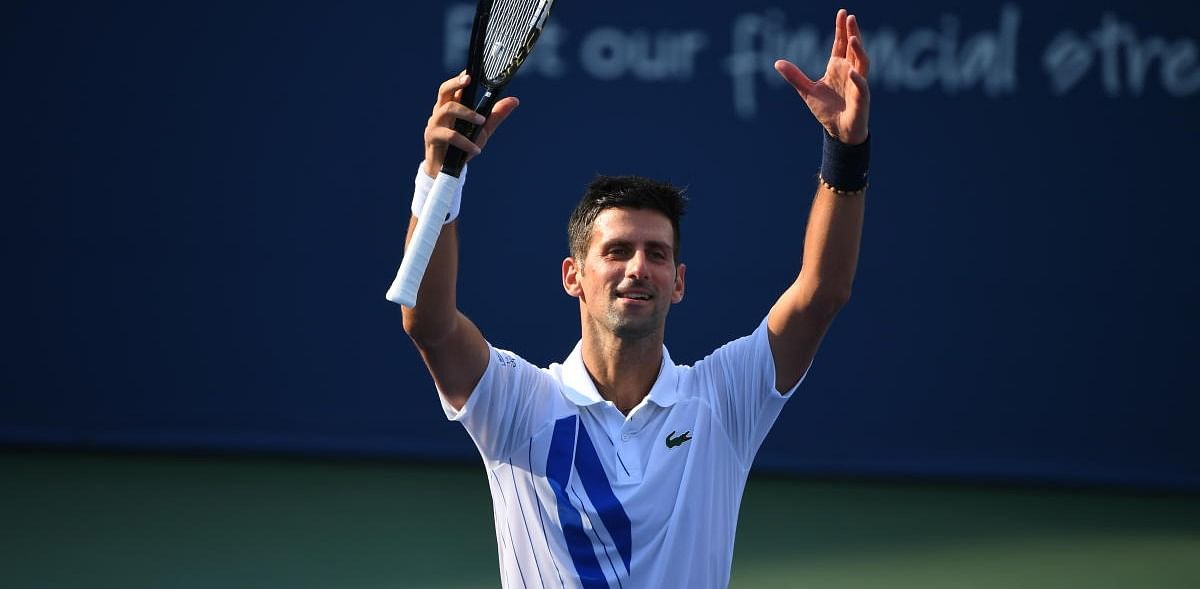 Novak Djokovic (SRB) reacts after defeating Tennys Sandgren (USA) during the Western & Southern Open at the USTA Billie Jean King National Tennis Center. Credits: Robert Deutsch for USA TODAY Sports