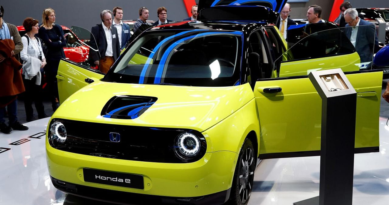 A Honda E electric car is seen at Brussels Motor Show, Belgium January 9, 2020. Credit: Reuters Photo