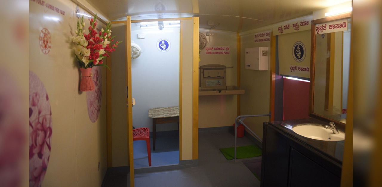 The unique toilet was funded by the Bengaluru International Airport Authority (BIAL) as part of their CSR initiative. Credit: DH Photo