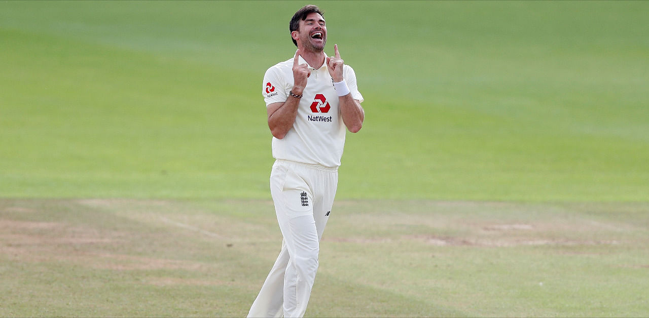  England's James Anderson celebrates the wicket of Pakistan's Azhar Ali and his 600th test wicket. Credit: Reuters
