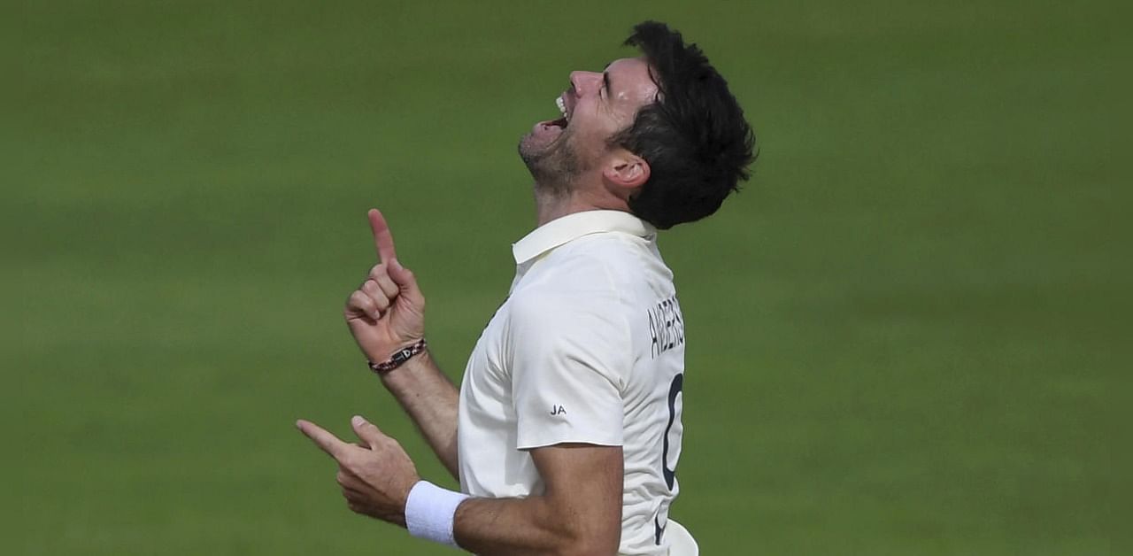 English cricketer James Anderson reacts. Credit: AP Photo