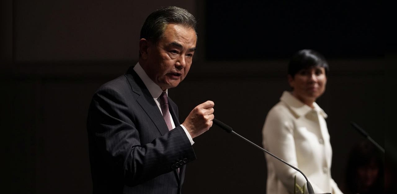 Chinese Foreign Minister Wang Yi at Oslo. Credit: Reuters Photo