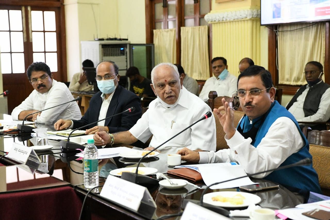 Pralhad Joshi was here along with officials from his ministry to hold talks with Chief Minister B S Yediyurappa on various pending issues at Vidhana Soudha on Friday. Credit: DH Photo