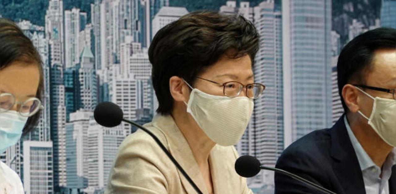 Hong Kong Chief Executive Carrie Lam speaks during a news conference following the outbreak of the coronavirus disease. Credit: Reuters