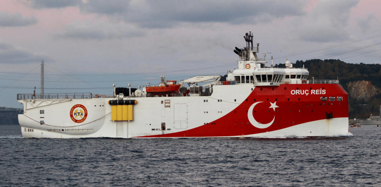 Turkish seismic research vessel Oruc Reis is seen in Istanbul, Turkey.Credit: Reuters