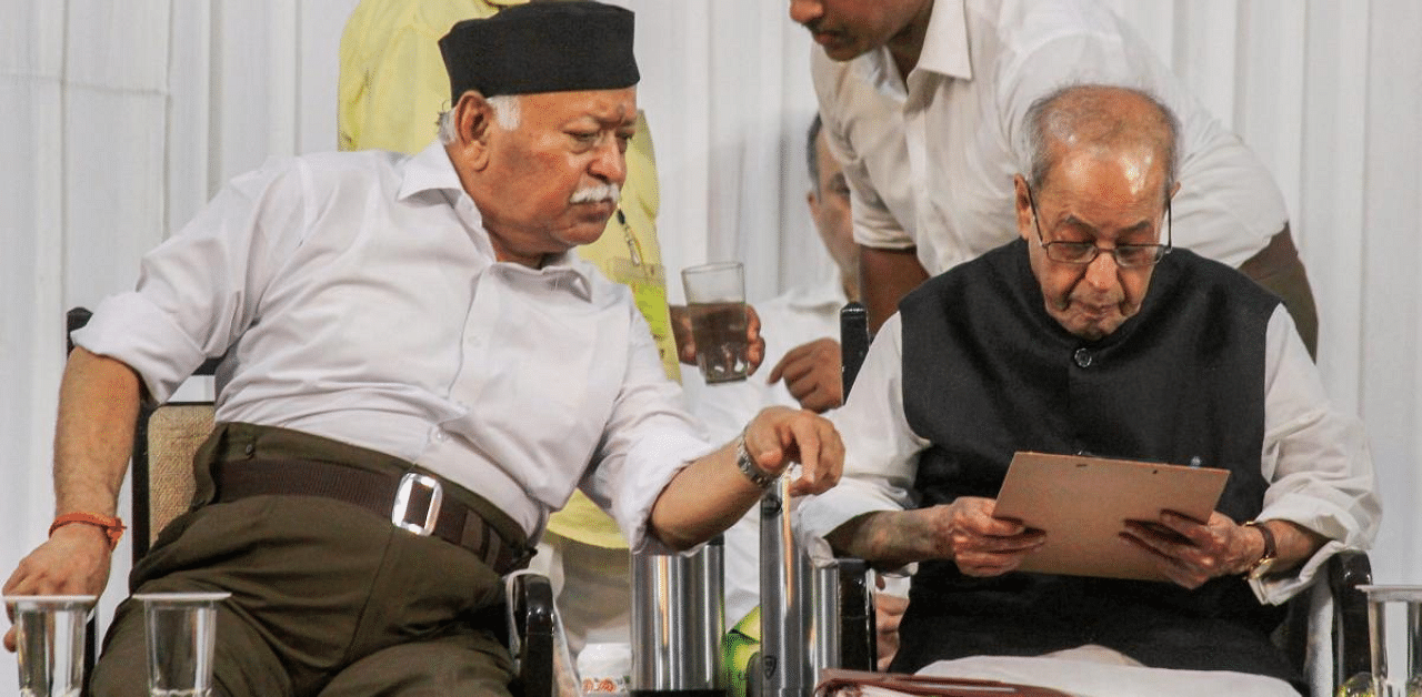 Mukherjee was an able administrator who kept national interest supreme, Bhagwat said in a joint statement along with RSS general secretary Suresh Bhaiyyaji Joshi. Credit: PTI Photo