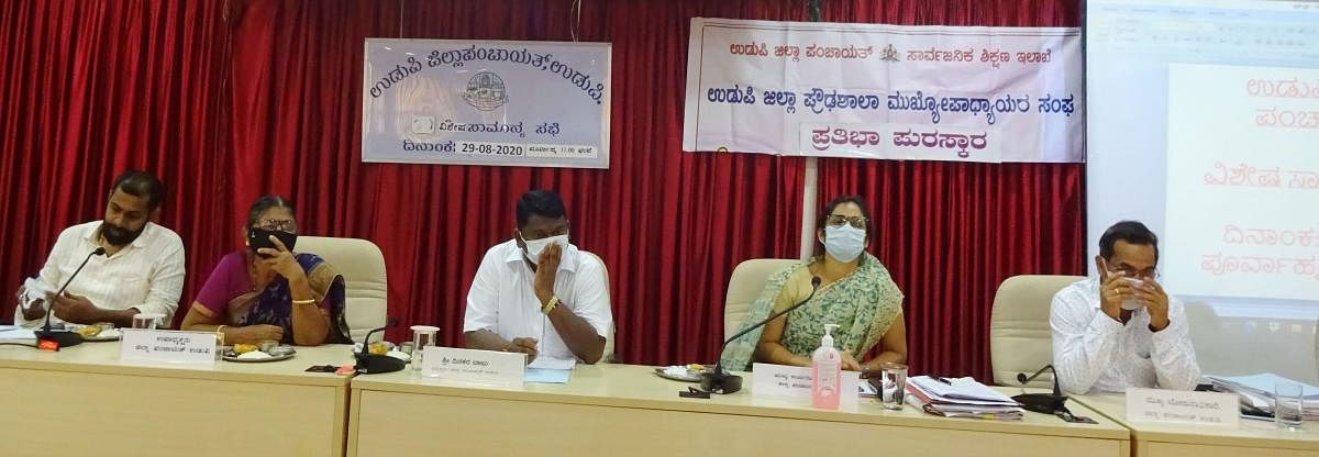 ZP President Dinakar Babu at a ZP meeting in Udupi.